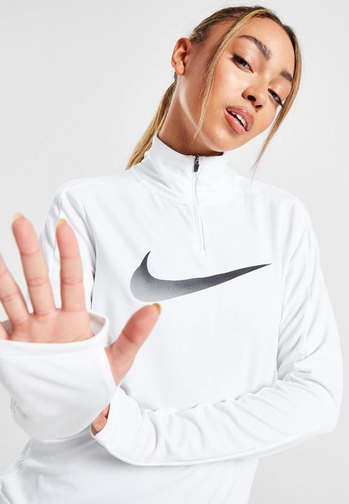 Dri Fit Swoosh 1/4 Zip Sweat White Yarım Fermuarlı Koşu Üstü Sweatshirt Beyaz