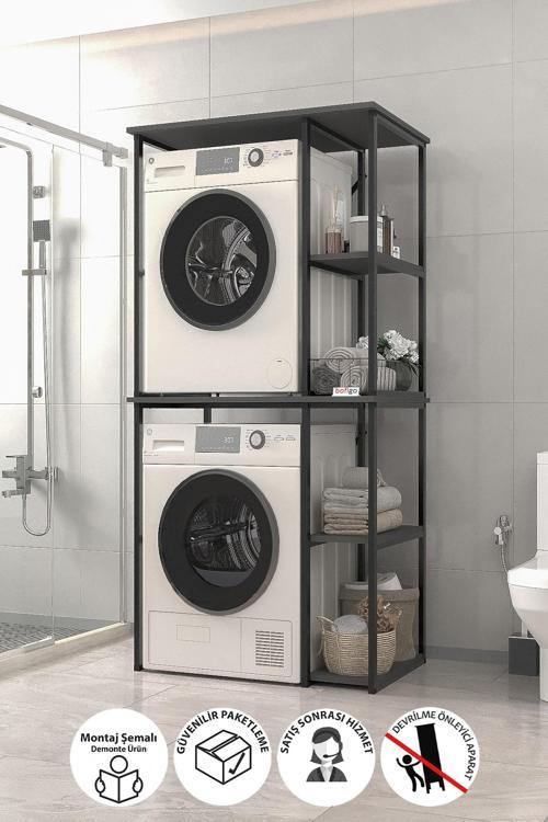 Çamaşır Makinesi Dolabı Kurutma Makinesi Dolabı Metal Banyo Dolabı Mısra Antrasit