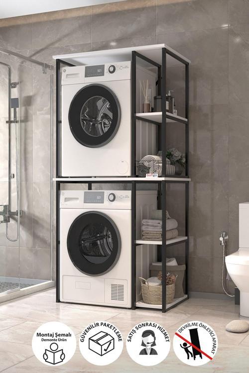 Çamaşır Makinesi Dolabı Kurutma Makinesi Dolabı Metal Banyo Dolabı Mısra Beyaz