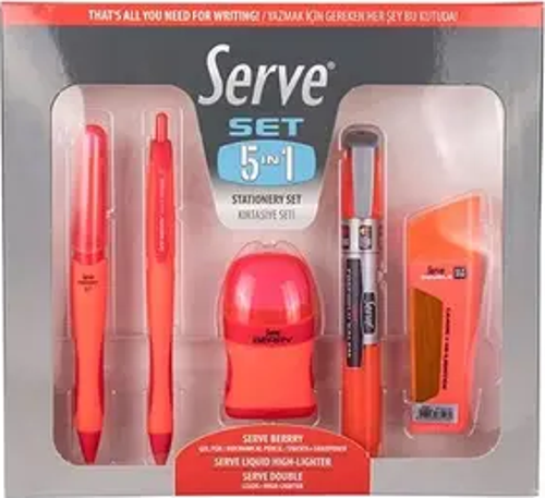 Kırtasiye Seti 0.7 MM Kırmızı 5 Li