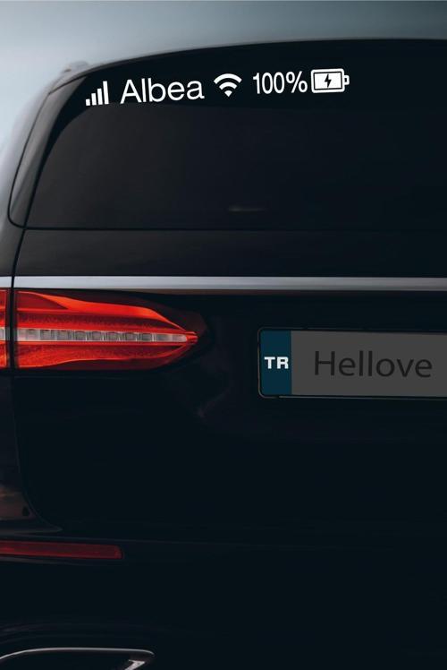 Fiat Albea Sticker Telefon Şarj Wifi Batarya Şebeke Cam Oto Sticker 40x4cm Beyaz Uyumlu