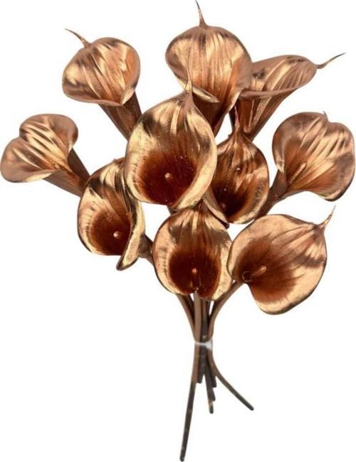 Yapay Çiçek Bronz Renk Gala Eva Malzeme Cala Flower 8li Demet