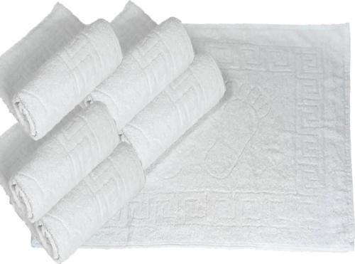 5 li Otel Ayak Havlusu Bukle Ayak İzli 50x70 Cm Beyaz 12/1 Avs 200 Gr