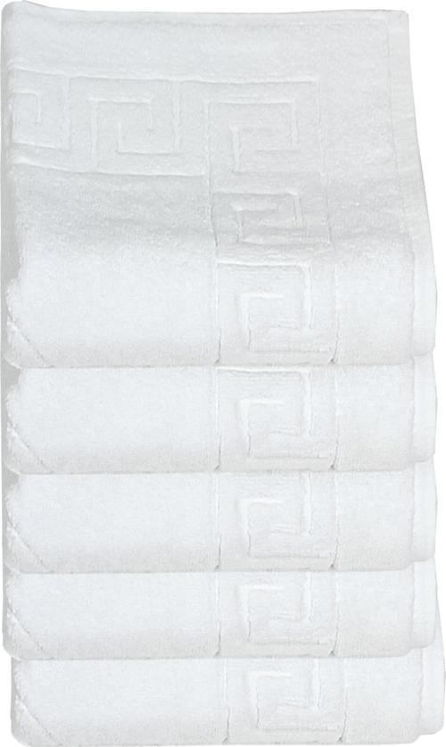 5 li Otel Ayak Havlusu Bukle Ayak İzli 50x70 Cm Beyaz 16/2 Avs 250 Gr
