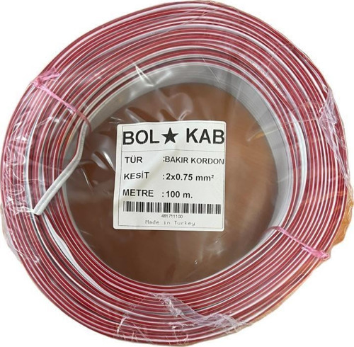 BOLKAB 2X0.75 KORDON KABLO BEYAZ KODLU FULL BAKIR 1 MT