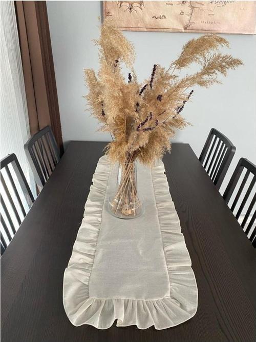 Natural Krem Fırfırlı Runner 40*120 cm