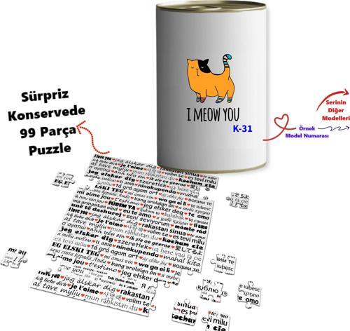 100 Dilde Seni Seviyorum Puzlle Konserve Kutusu Kedi Tasarımlı K Serisi (100 Model)