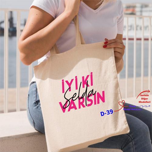 Kişiye Özel Bez Çantalar, Doğum Günü Temalı Hediyelik Bez Çanta D Serisi