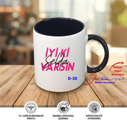 Kişiye Özel Siyah Kupa Bardak, Doğum Günü Hediyelik Tasarımlar D Serisi