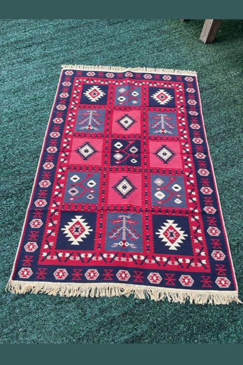 Dokuma Kilim Çift Taraflı Kullanılabilir Çok Renkli