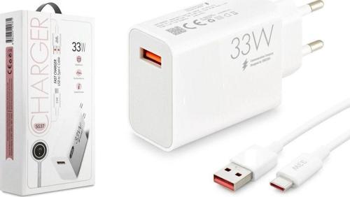 Xiaomi Mi 5S Plus Uyumlu Sg37 33W Turbo Type C Şarj Aleti Seti Kafa + Kablo