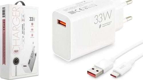 Huawei P30 Lite Uyumlu Sg37 33W Turbo Type C Şarj Aleti Seti Kafa + Kablo
