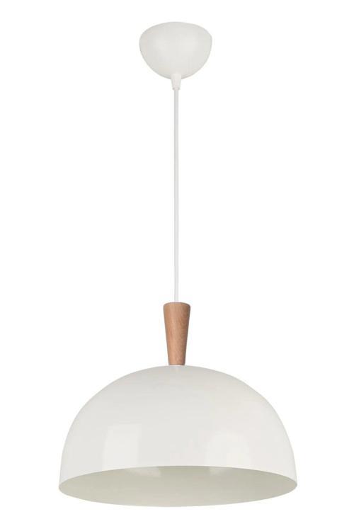 Neo Modern Tasarım Ahşap Detaylı Metal Cafe - Mutfak  Beyaz Renk Tekli Avize (28 CM)