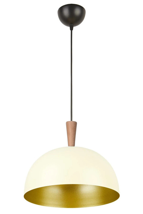 Neo Modern Tasarım Ahşap Detaylı Metal Cafe - Mutfak Krem Renk Tekli Avize (28 CM)