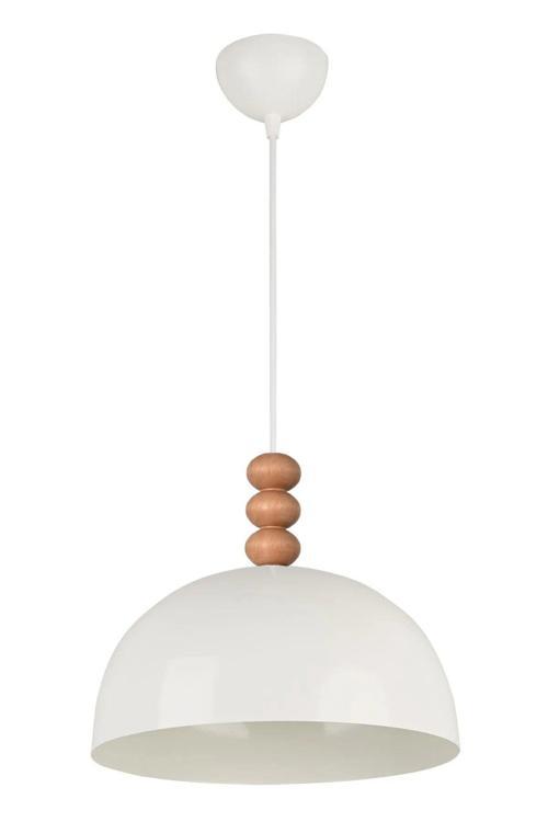 Neo Modern Tasarım Ahşap Detaylı Metal Cafe - Mutfak  Beyaz Renk Tekli Avize (28 CM)