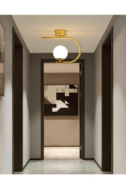 Alina Modern Salon - Mutfak - Yatak Odası Metal Tekli Plafonyer Gold Tekli Avize
