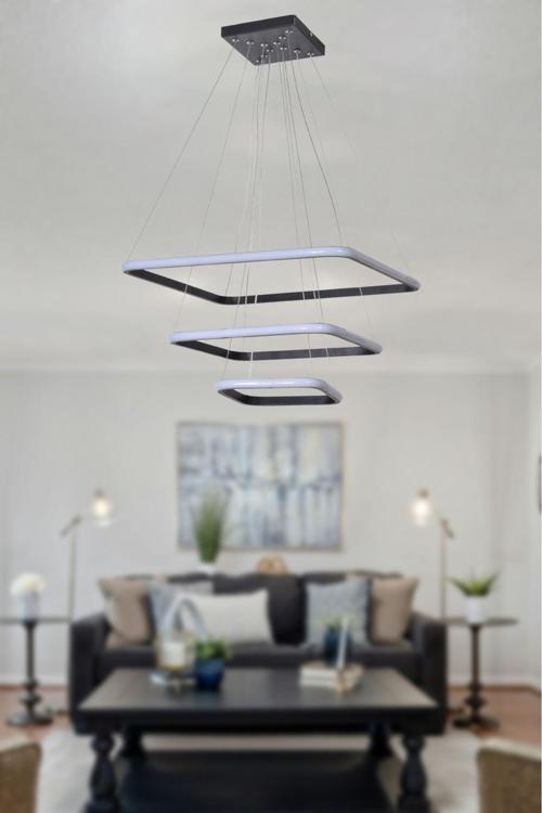 Raul Modern Tasarım Sarkıt Salon Oda Yatak Odası Mutfak Siyah Renk Beyaz Ledli 3 lü Led Avize