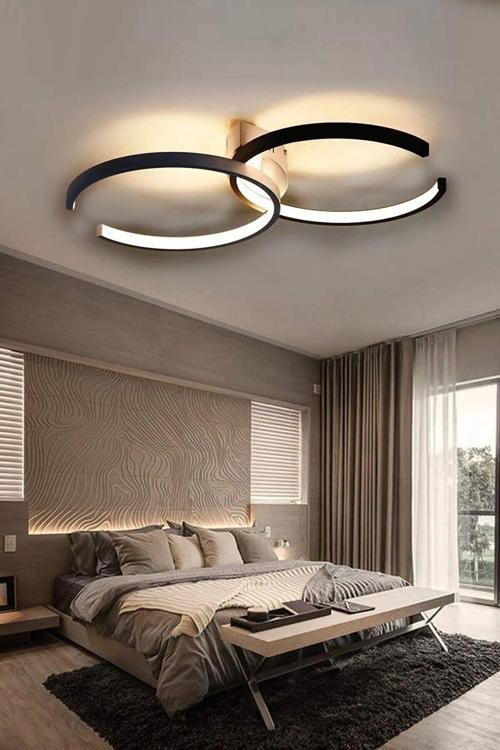 Pepy Modern Tasarım Siyah Renk Salon Mutfak Hol Beyaz Ledli 2 Li Led Avize