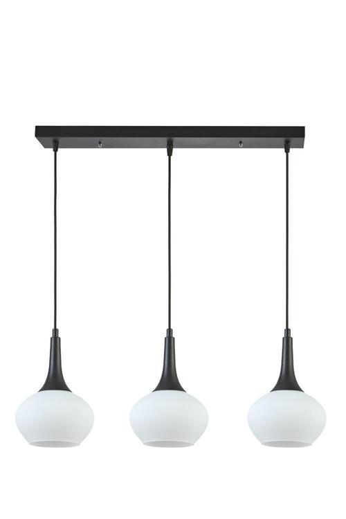 Nero Modern Tasarım Cafe Mutfak Salon Beyaz Camlı Sıralı 3 Lü Avize