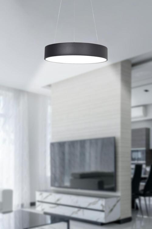 Dakota Modern Panel Ledli Salon Oturma Odası Yatak Odası Mutfak Siyah Renk Led Avize (BEYAZ IŞIK)