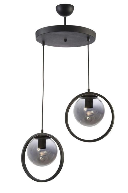 Nina Modern Salon - Mutfak - Yatak Odası Metal Halkalı Kapalı Camlı Ikili Avize