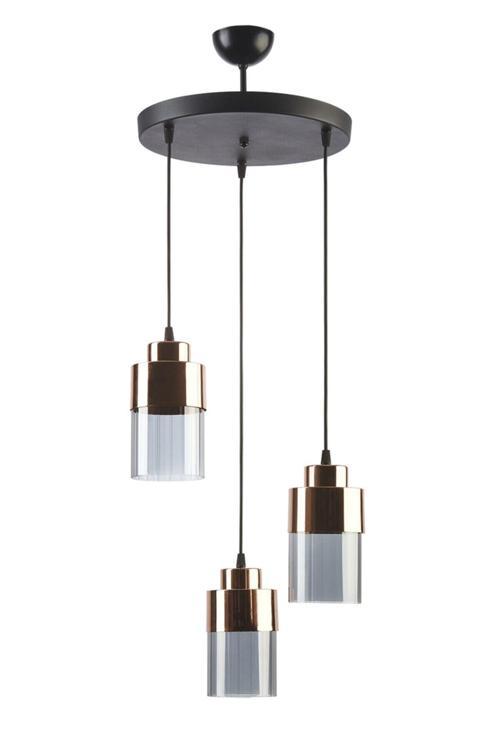 Mike Özel Tasarım Salon - Mutfak - Yatak Odası Modern Rose Detaylı 3 Lü Siyah Sarkıt Avize