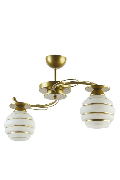 Goldina Modern Salon - Mutfak - Yatak Odası Plofonyer Gold Kasa Simli Camlı Ikili Avize