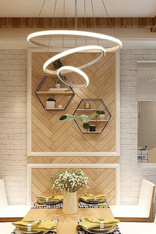 Sonya Modern Tasarım Yatak Odası - Salon - Mutfak Gri Renk Beyaz Ledli 3 Lü Avize