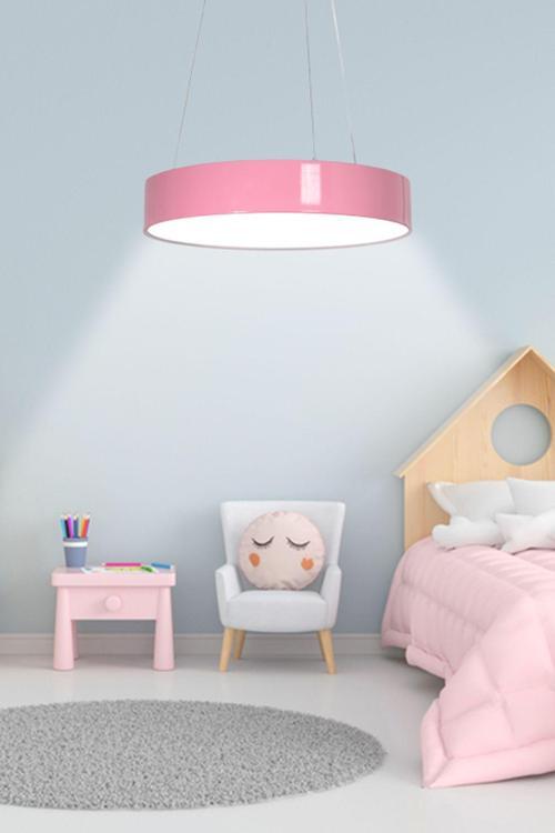 Dakota Modern Panel Ledli Salon Çocuk Odası Yatak Odası Mutfak Pembe Renk Led Avize (BEYAZ IŞIK)