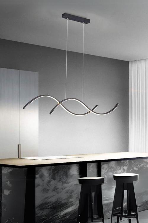 Monica Modern Tasarım Salon Yatak Odası Siyah Mutfak Yemek Masası Üstü Beyaz Ledli 2 Li Led Avize