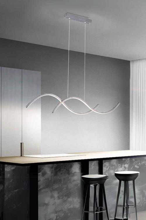 Monica Modern Tasarım Salon Yatak Odası Mutfak Yemek Gri Renk Masası Üstü Beyaz Ledli 2 Li Led Avize