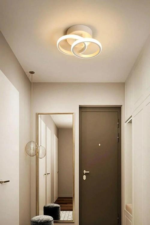 Lena Modern Tasarım Beyaz Renk Salon Mutfak Hol Beyaz Ledli 2 Li Led Avize