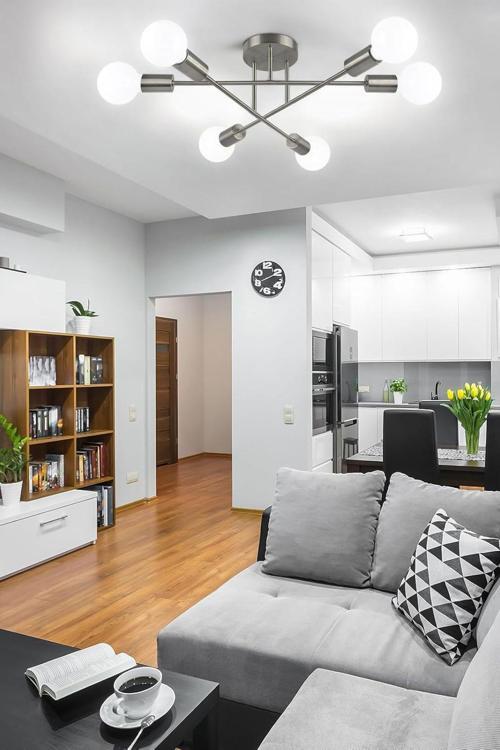 Örümcek 6 Lı Çapraz Salon - Mutfak - Yatak Odası Tavan Plofonyer Gri Renk 6 lı Avize (AMPULSÜZ)