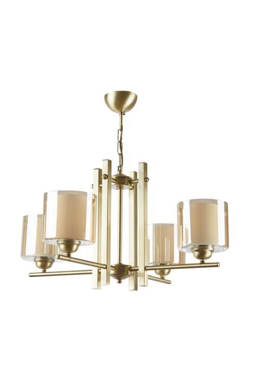 Pierro Salon - Mutfak - Yatak Odası Dekoratif Eskitme Metal Çiftcamlı 4 Lü Avize