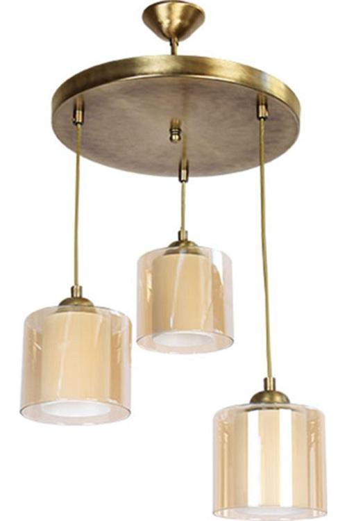 Retro Eskitme Bal Çift Camlı Üçlü Avize Sarkıt Avize