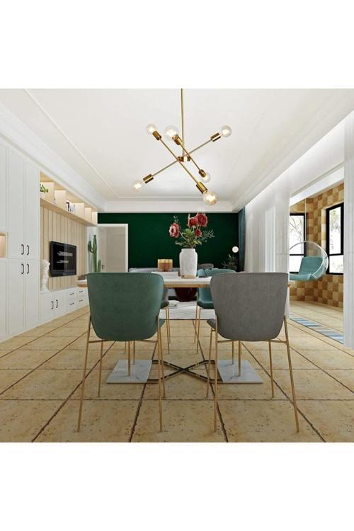 Eliza Modern Salon - Mutfak - Yatak Odası Eskitme Renk 6 Lı Avize (AMPULSÜZ)