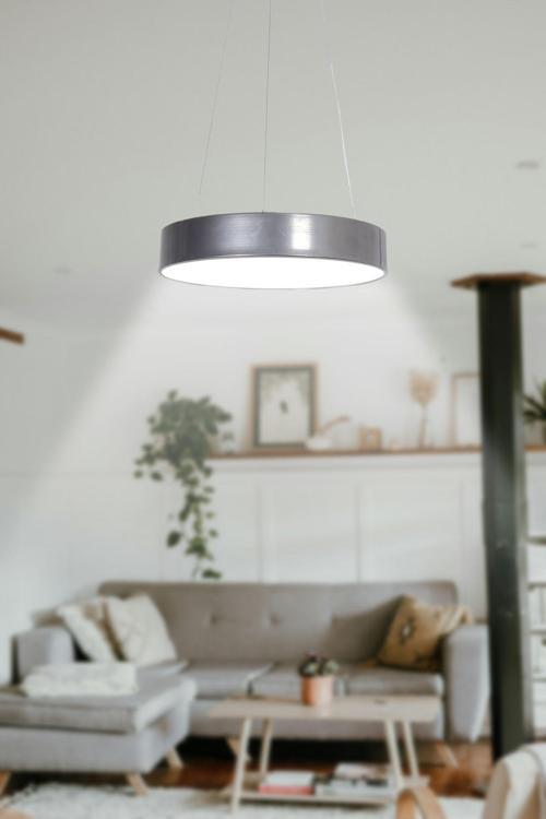 Dakota Modern Panel Ledli Salon Oturma Odası Yatak Odası Mutfak Gri Renk Led Avize (BEYAZ IŞIK)