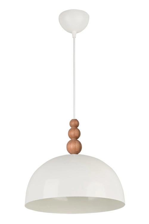 Neo Modern Tasarım Ahşap Detaylı Metal Cafe - Mutfak  Beyaz Renk Tekli Avize (28 CM)