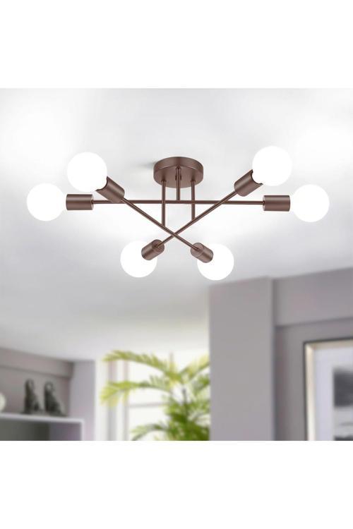 Örümcek 6 Lı Çapraz Salon - Mutfak - Yatak Odası Tavan Plofonyer Kahverengi 6 lı Avize (AMPULSÜZ)