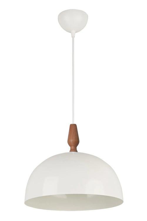 Neo Modern Tasarım Ahşap Detaylı Metal Cafe - Mutfak  Beyaz Renk Tekli Avize (28 CM)