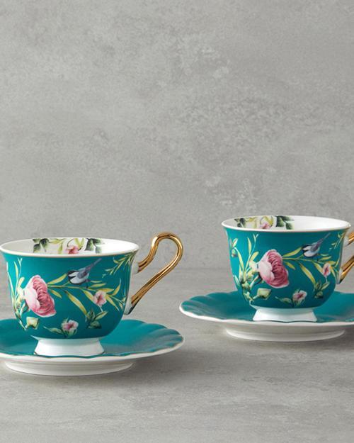 Vanilla New Bone China Fincan Takımı 4 Parça 2 Kişilik Turkuaz