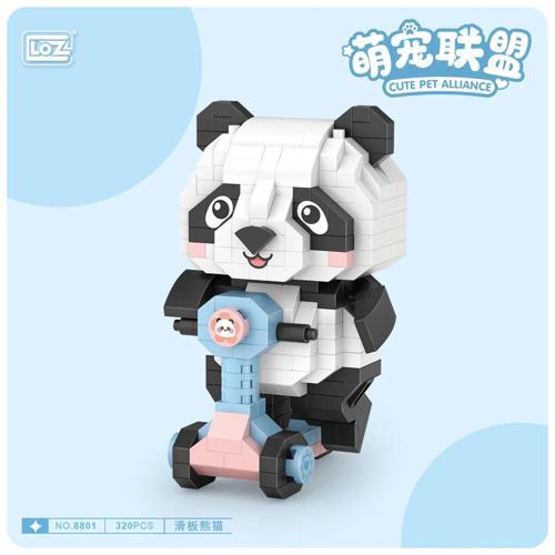 Mikro Blok Scooter Süren Panda 320 Parça - Lego Setleri - Loz Mini Lego - Hayvan Lego - Loz Lego - M