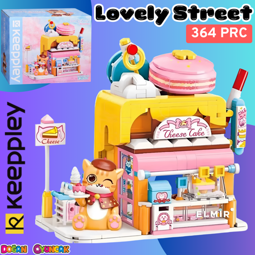 Mikro Blok Kırmızı Kedi Kek Dükkanı 364 Parça - Lego Setleri - Keeppley Mini Lego - Keeppley Lego - 