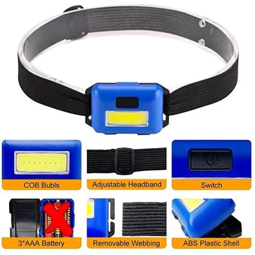 Büro Ev Ofis İş Güvenliği için Pilli Lamba COB LED 3MOD Işıklı Sızdırmaz Mini Baret Kafa Feneri