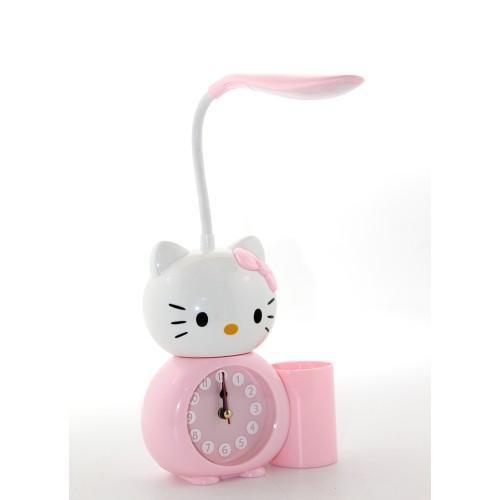 Büro Ev Ofis Hediyesi için Hello Kitty Saatli Kalemlikli Masa Lambası