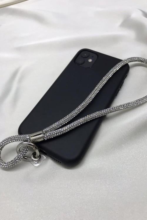 Büro Ev Ofis Personel Telefonu için Silver Taşlı Charm Telefon Bileklik Askısı