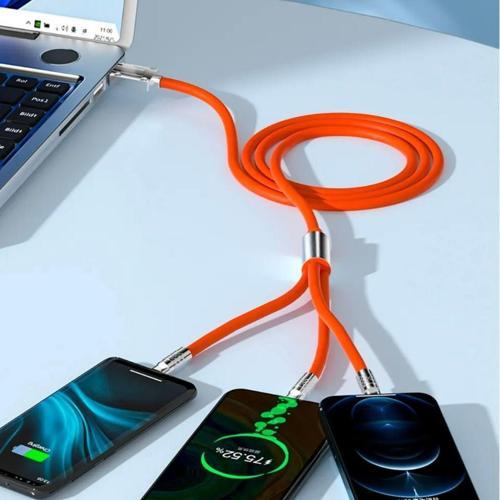 Büro Ev Ofis Personel Telefonu için Turuncu Çinko Alaşımlı 3 Led Başlı Hızlı Şarj Kablosu