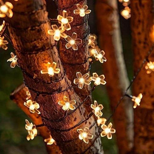 Büro Ev Ofis Bahçe Dekoru için Solar 5MT 50LED 8MOD Gün Işıklı Papatya Şerit Lamba