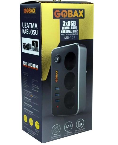 Büro Ev Ofis için 2MT Kablolu 3PRİZ 3USB 2,1A Anahtarlı Termal Akim Korumali Grup Priz