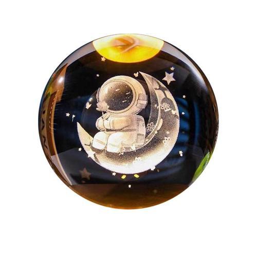 Büro Ev Ofis Hediyesi için 6CM Aydaki Astronot Model Plastik Standlı Işıklı Cam Küre